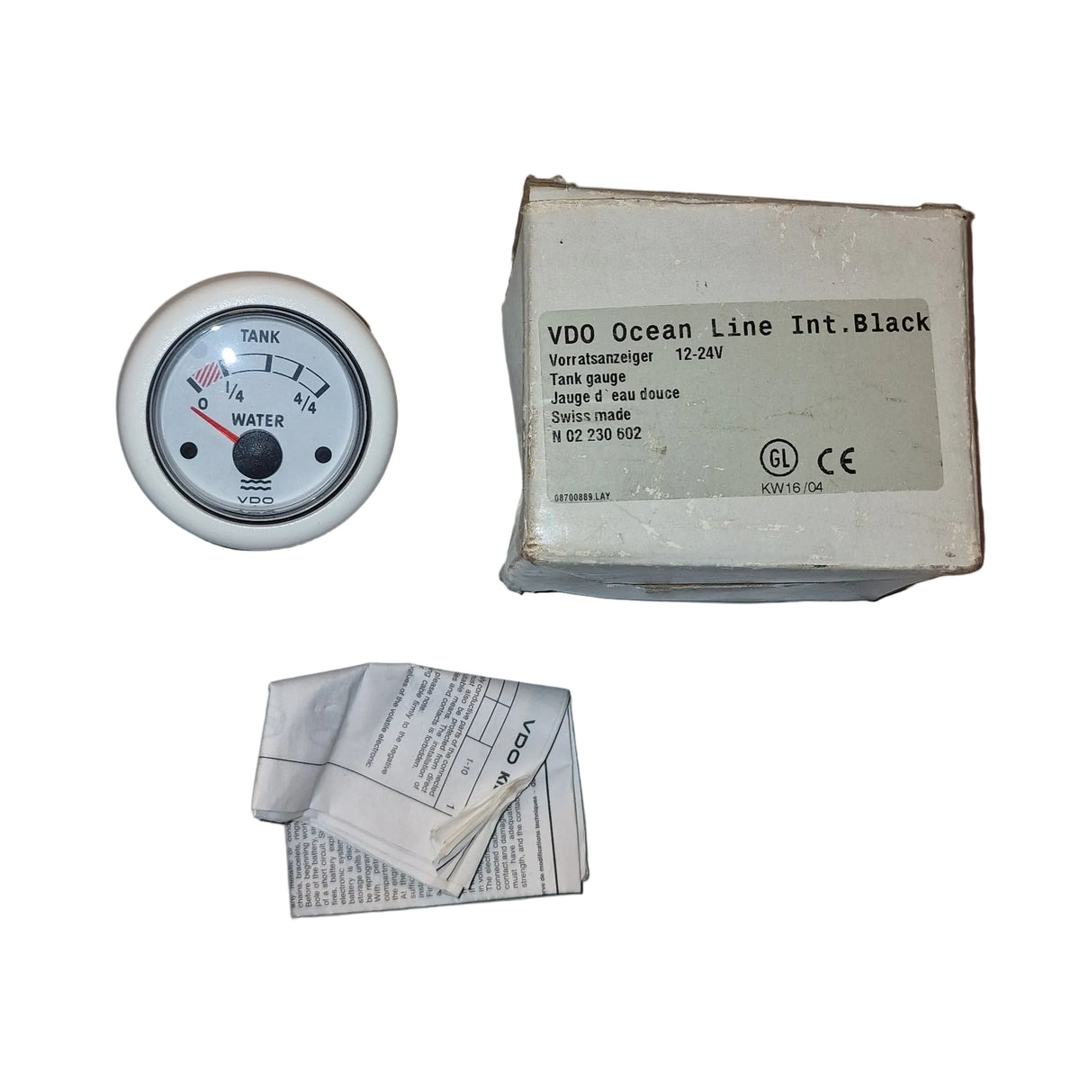 VDO Ocean Line ferskvannsmåler / Fresh Water Tank Gauge – N02-230-602 – 12/24 V